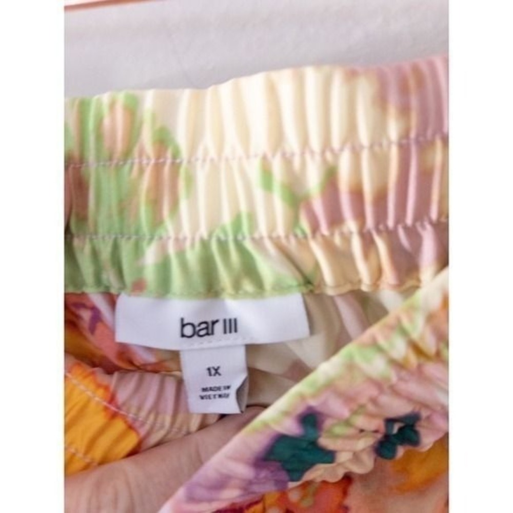 Bar III Floral Wide Leg Pants Pink Orange Green High Waist Plus Size 1X - Picture 6 of 6